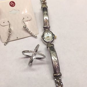 Watch, ring and earrings